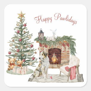 Prettige Pawlidays Hondenontwerp- Borzoi Vierkante Sticker