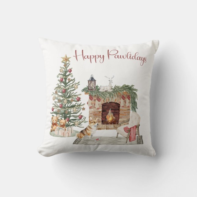 Prettige Pawlidays Hondenontwerp - Corgi Kussen (Voorkant)