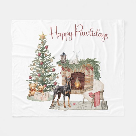 Prettige Pawlidays Hondenontwerp - Dobermann Fleece Deken (Voorkant (Horizontaal))