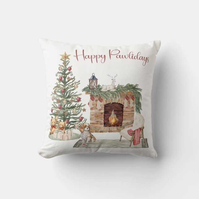 Prettige Pawlidays Hondenontwerp- King Charles Spa Kussen (Voorkant)