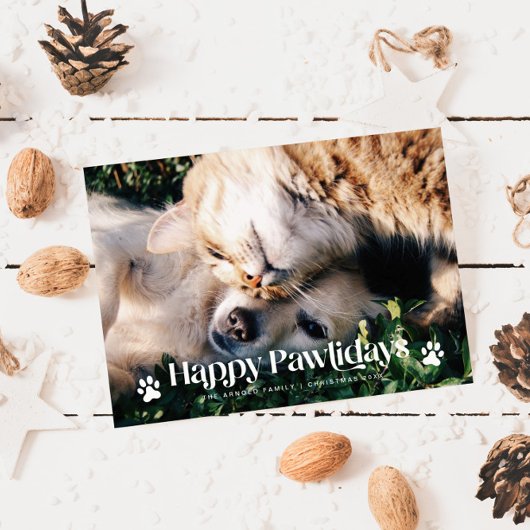 Prettige Pawlidays Katten Hond Kerst Foto Feestdagenkaart