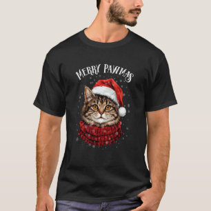 Prettige Pawmas Grappige Kerstman Kat Kerstmis voo T-shirt