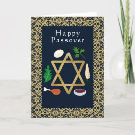 Prettige Pesach Seder bord Ster van David  Feestdagen Kaart