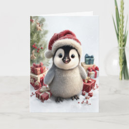 Prettige Pinguïn Kerstmis Feestdagen Kaart