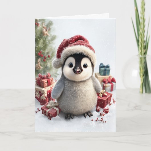 Prettige Pinguïn Kerstmis Feestdagen Kaart (Voorkant)