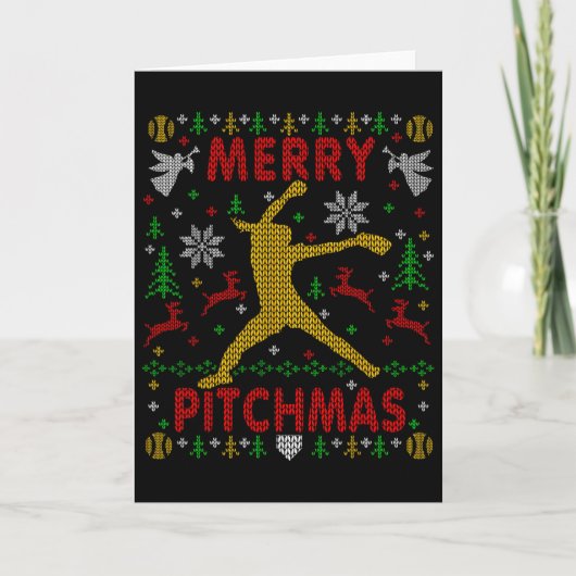 Prettige Pitchmas Fastpitch Softll Pitcher Lelijke Kaart (Voorkant)
