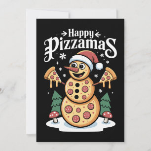 Prettige Pizzamas Kerst Pizza Sneeuwman Kerstman H Kaart