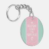 prettige plek met roze volleybal voor meisjes sleutelhanger (Voorkant Links)