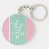 prettige plek met roze volleybal voor meisjes sleutelhanger (Achterkant)
