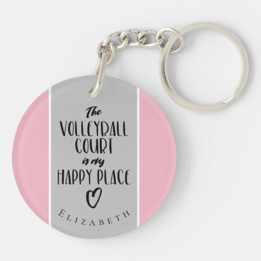 prettige plek roze , aangepaste volleybal voor mei sleutelhanger (Achterkant)