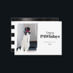 Prettige Poesfeestdagen Leuk huisdier sneeuwman fo Feestdagenkaart<br><div class="desc">Het is de tijd van het jaar om je helemaal op te tutten voor Kerstmis. Nu kun je je speciale feestelijke foto's van je familie, kinderen of huisdieren een kerstman-uitstraling geven met onze grafische sneeuwman met zwarte hoge hoed en zwarte knopen als foto-overlay. Voeg je foto toe aan de textuurlijst....</div>