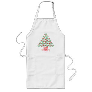 Prettige pootdagen, kerstboom gevormd door pootafd lang schort