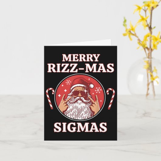 Prettige Rizz Kerst Sigmas- Gen Alpha Middelbare S Kaart (Gele Bloem)