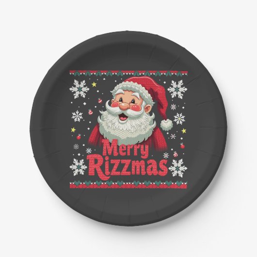 Prettige Rizzmas Kerstman Rizz Grappige Kerst Rizz Papieren Bordje (Voorkant)