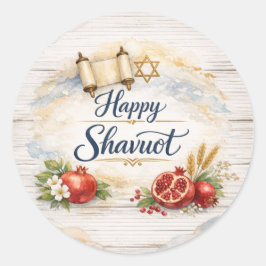 Prettige Sjavuot sticker, Chag Sjavuot Sameach Ronde Sticker