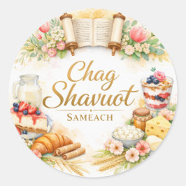 Prettige Sjavuot-sticker, waterverf Ronde Sticker
