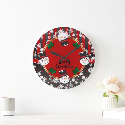 Prettige Sneeuwman Feestdagen Grote Klok (Huis)