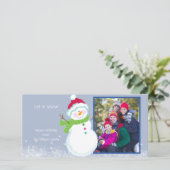 Prettige Sneeuwman Vakantie Winter Foto Afbeelding Feestdagenkaart (Staand voorkant)