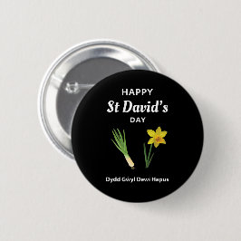 Prettige St David's Dag Dydd Gŵyl Dewi Hapus 4 Ronde Button 5,7 Cm