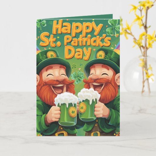 Prettige St. Patrick's Dag en prettige Leprechaun- Kaart (Gele Bloem)