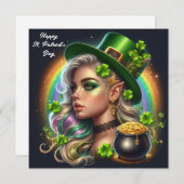 Prettige St. Patrick's Dag Glamour Meisje Feestdagenkaart (Voorkant / Achterkant)