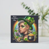 Prettige St. Patrick's Dag Glamour Meisje Feestdagenkaart (Staand voorkant)