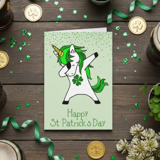 Prettige St. Patrick's Dag Groene Dabbing Eenhoorn Kaart