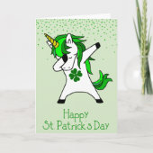 Prettige St. Patrick's Dag Groene Dabende Eenhoorn Kaart (Voorkant)