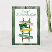 Prettige St. Patrick's Dag Groene Hout Ansichtkaar Feestdagen Kaart (Voorkant)