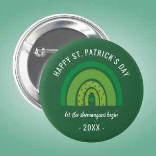 Prettige St. Patrick's Dag Groene Regenboog Ierse  Ronde Button 5,7 Cm