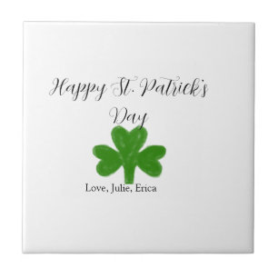 Prettige St. Patrick's dag groene shamrock naam Tegeltje