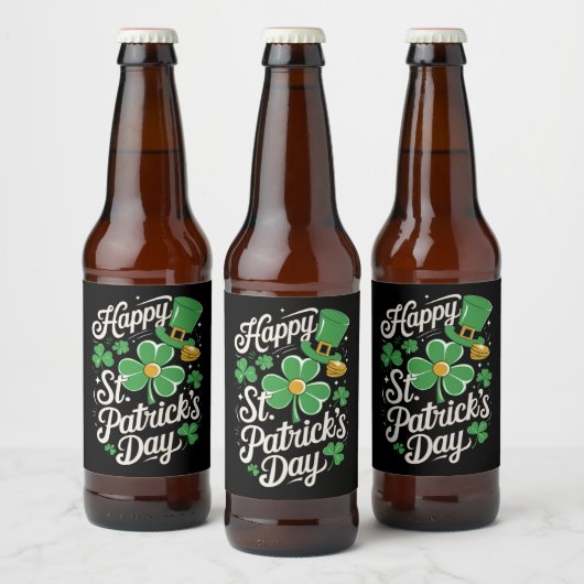 Prettige St. Patrick's Dag Ierse Erfenis St. Patty Bier Etiket (Flessen)