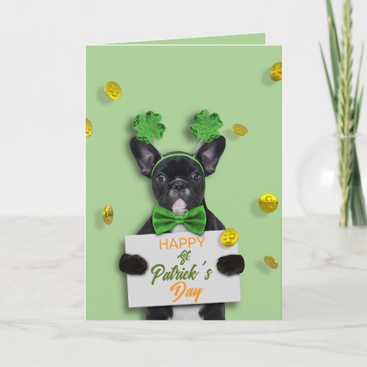Prettige St. Patrick's Dag Moppige Franse Bulldog Kaart (Voorkant)