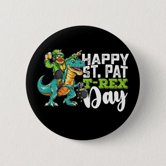 Prettige St. Patrick's Dag Pat T Rex Dinosaur Ronde Button 5,7 Cm (Voorkant)