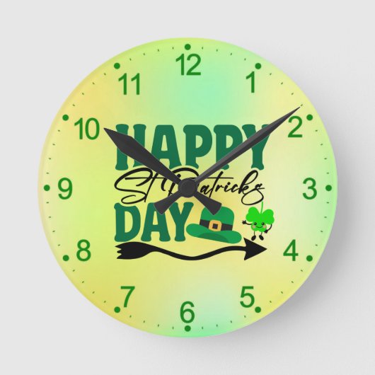 Prettige St. Patrick's Dag Ronde Klok (Voorkant)