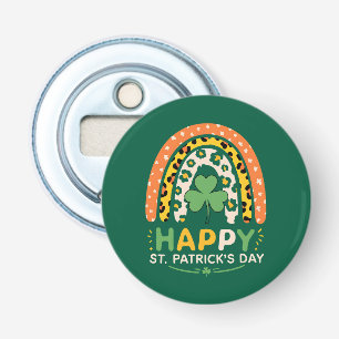 Prettige St. Patrick's Dag Schattige Regenboog Lui Button Flesopener