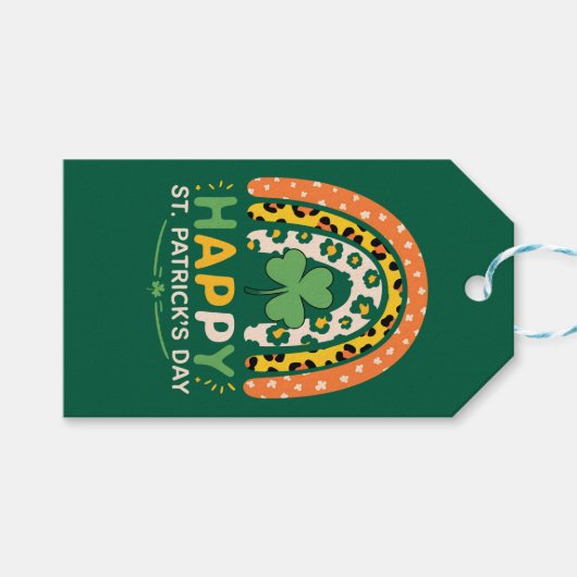 Prettige St. Patrick's Dag Schattige Regenboog Lui Cadeaulabel (Voorkant (Horizontaal))