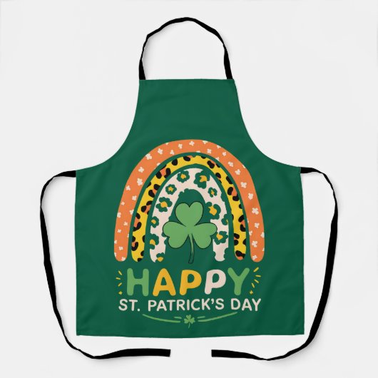 Prettige St. Patrick's Dag Schattige Regenboog Lui Schort (Voorkant)