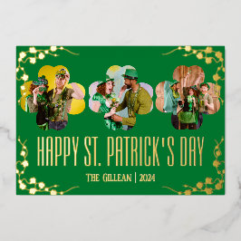 Prettige St. Patrick's dag Shamrocks gezelfoto  Folie Feestdagenkaart