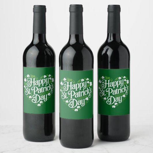 Prettige St. Patrick's Dag Wijn Etiket (Flessen)