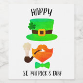 Prettige St. Patrick's Dag Wijn Etiket (Enkel label)