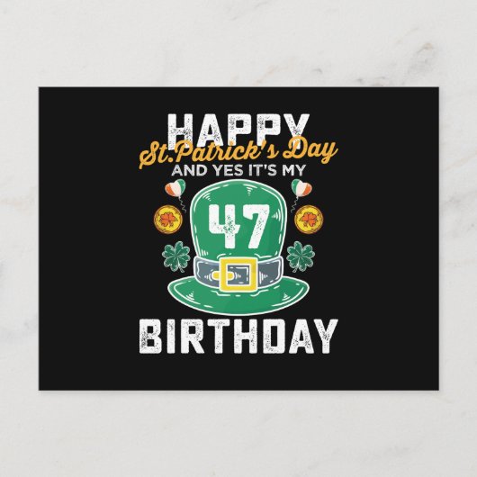 Prettige St. Patrick's Day En Ja Het Is Mijn 47 Ve Briefkaart (Voorkant)