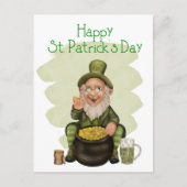 Prettige St. Patrick's Day Groene Leprechaun Ansi Briefkaart (Voorkant)