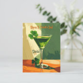 Prettige St. Patrick's Day Klavermartini Briefkaart (Staand voorkant)