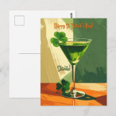 Prettige St. Patrick's Day Klavermartini Briefkaart (Voorkant / Achterkant)