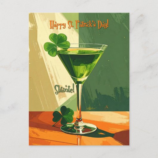 Prettige St. Patrick's Day Klavermartini Briefkaart (Voorkant)
