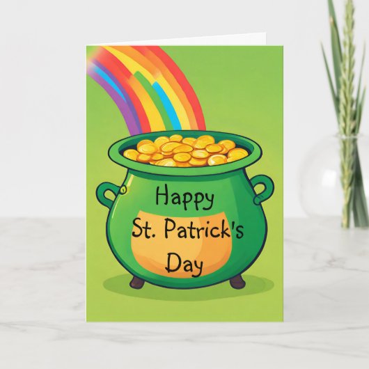 Prettige St. Patrick's Day Speelse Pot met Goud Ka Feestdagen Kaart (Voorkant)