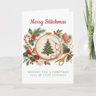 Prettige Steekmas Kruissteek Kerstkaart Kaart