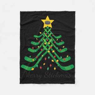 Prettige Stickmas Leuke Hockey Kerstmis Fleece Deken