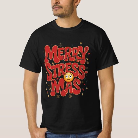 Prettige Stress-Kerstmis Kersthumor Ontwerp T-shirt (Voorkant)
